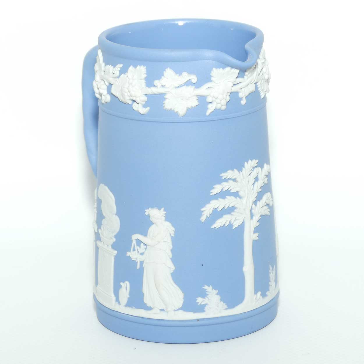 Wedgwood Jasper jug | White on Pale Blue Grecian Maidens scene | 11cms tall