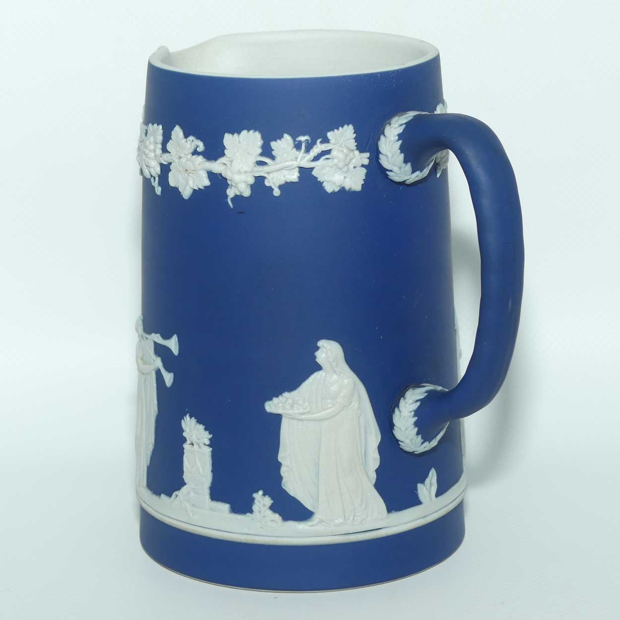 Adams Tunstall Jasper jug | White on Dark Blue | 15cm tall