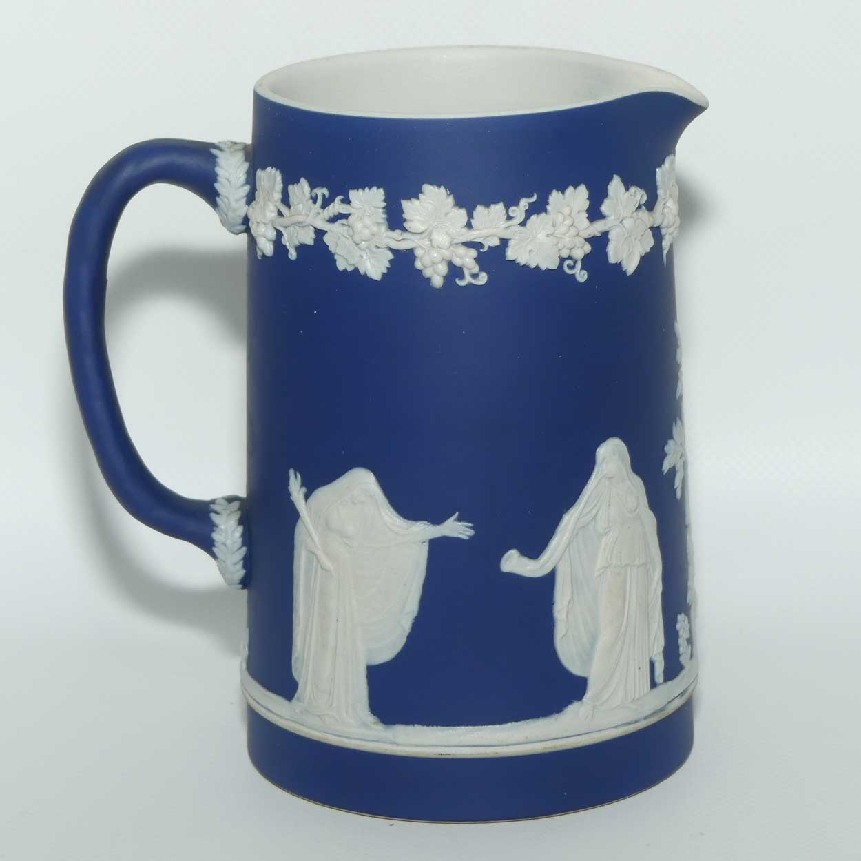Adams Tunstall Jasper jug | White on Dark Blue | 15cm tall