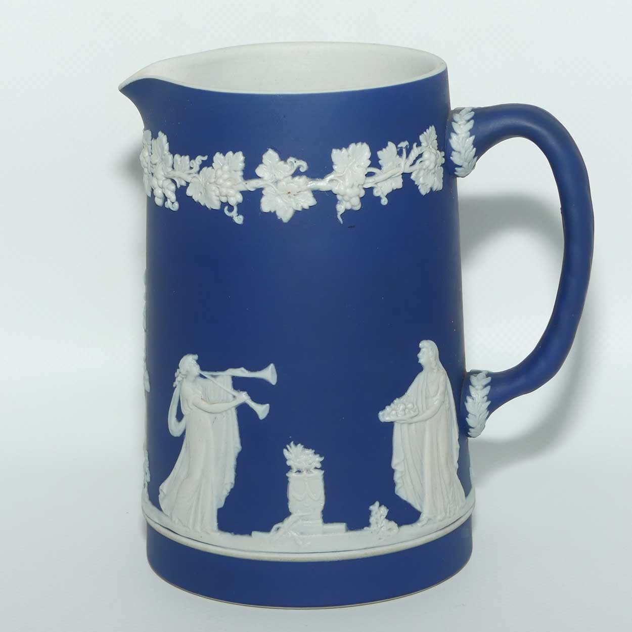 Adams Tunstall Jasper jug | White on Dark Blue | 15cm tall