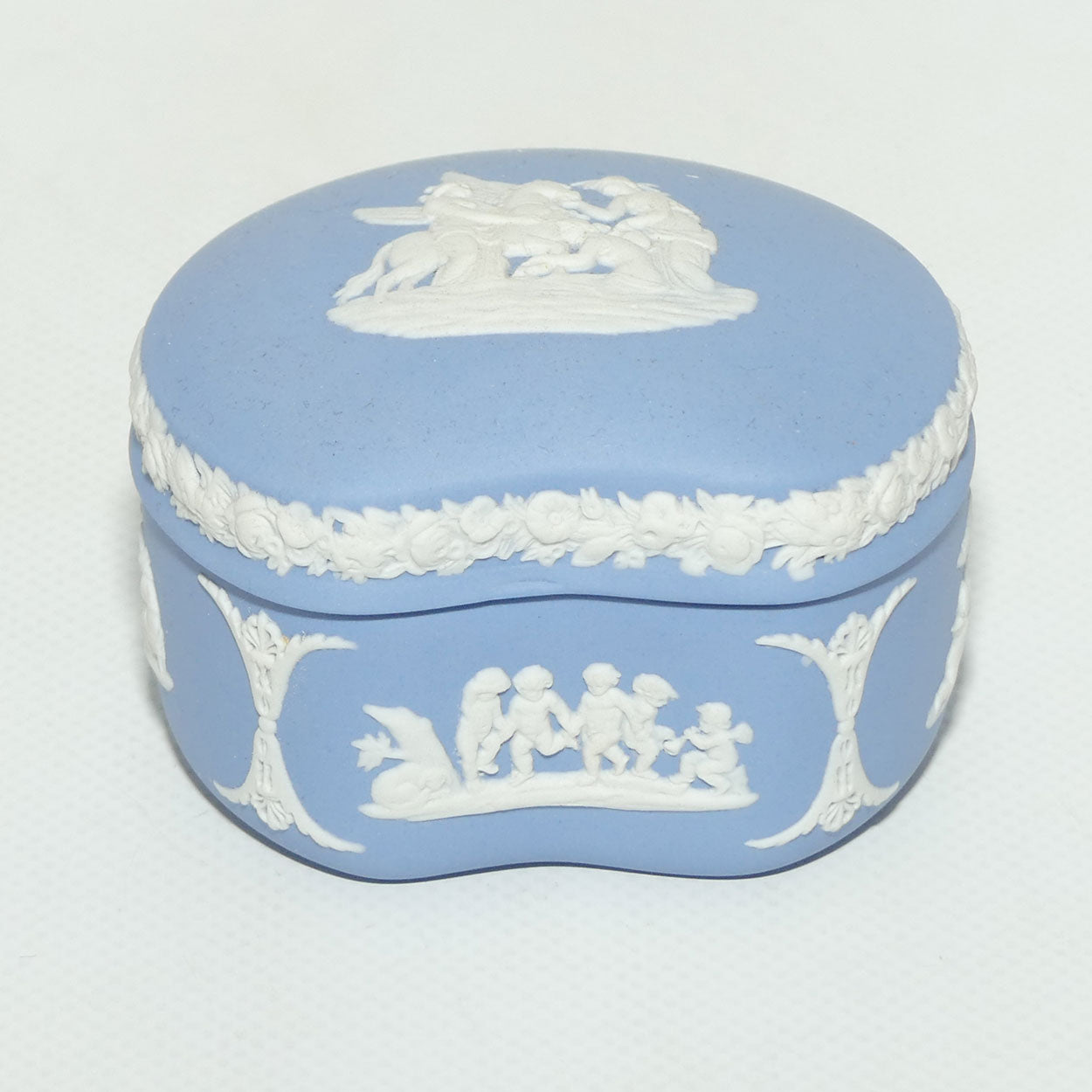 Wedgwood Jasper | White on Pale Blue | Maidens and Pegasus Bean Shape trinket | #1