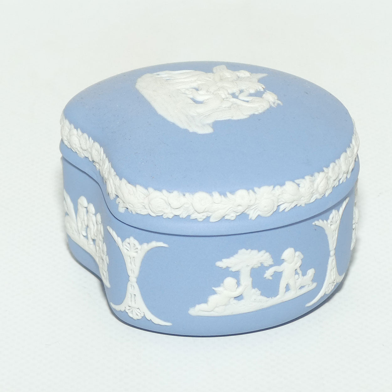 Wedgwood Jasper | White on Pale Blue | Maidens and Pegasus Bean Shape trinket | #1
