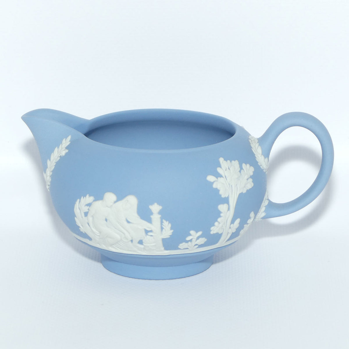 Wedgwood Jasper | White on Pale Blue milk jug and lidded sugar bowl