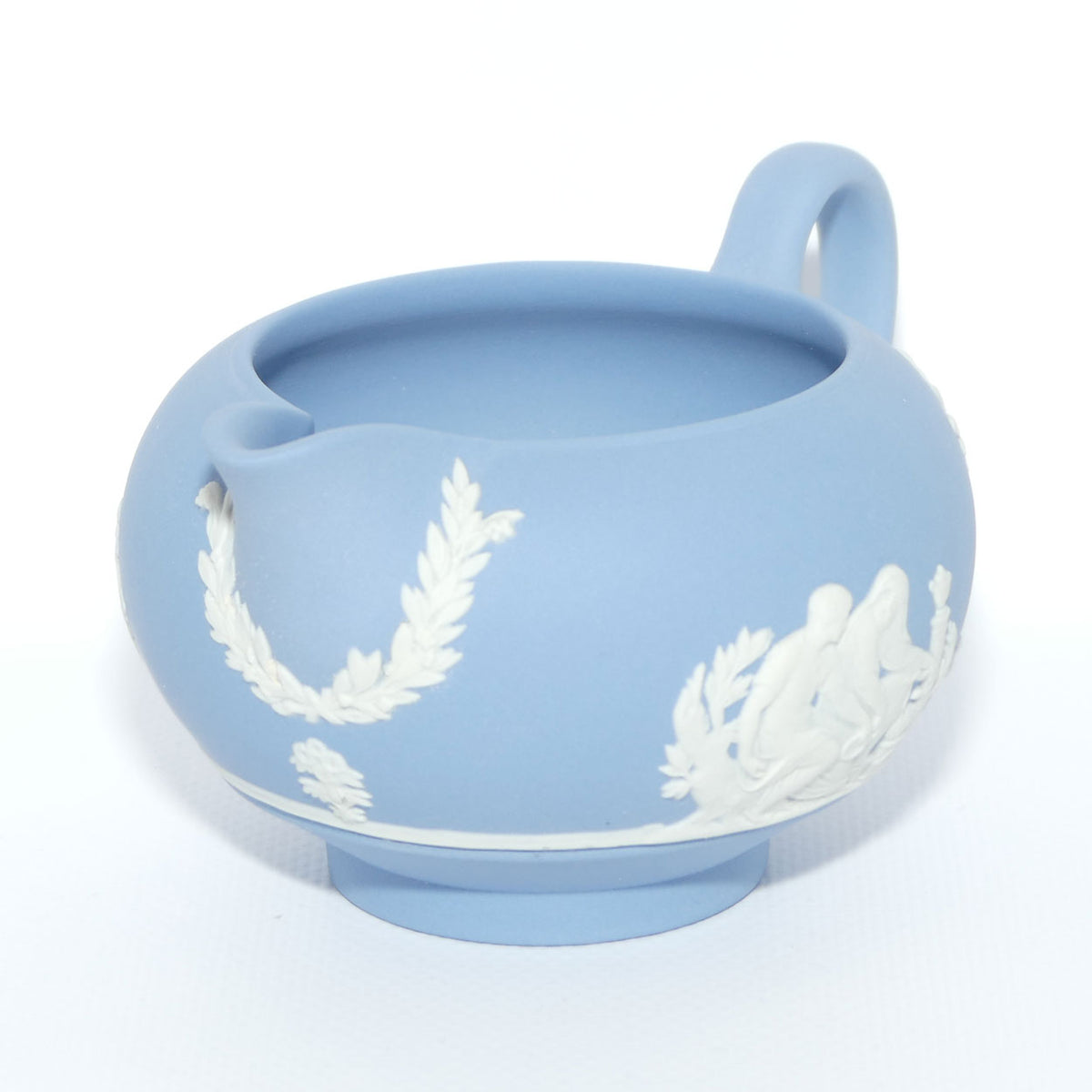 Wedgwood Jasper | White on Pale Blue milk jug and lidded sugar bowl