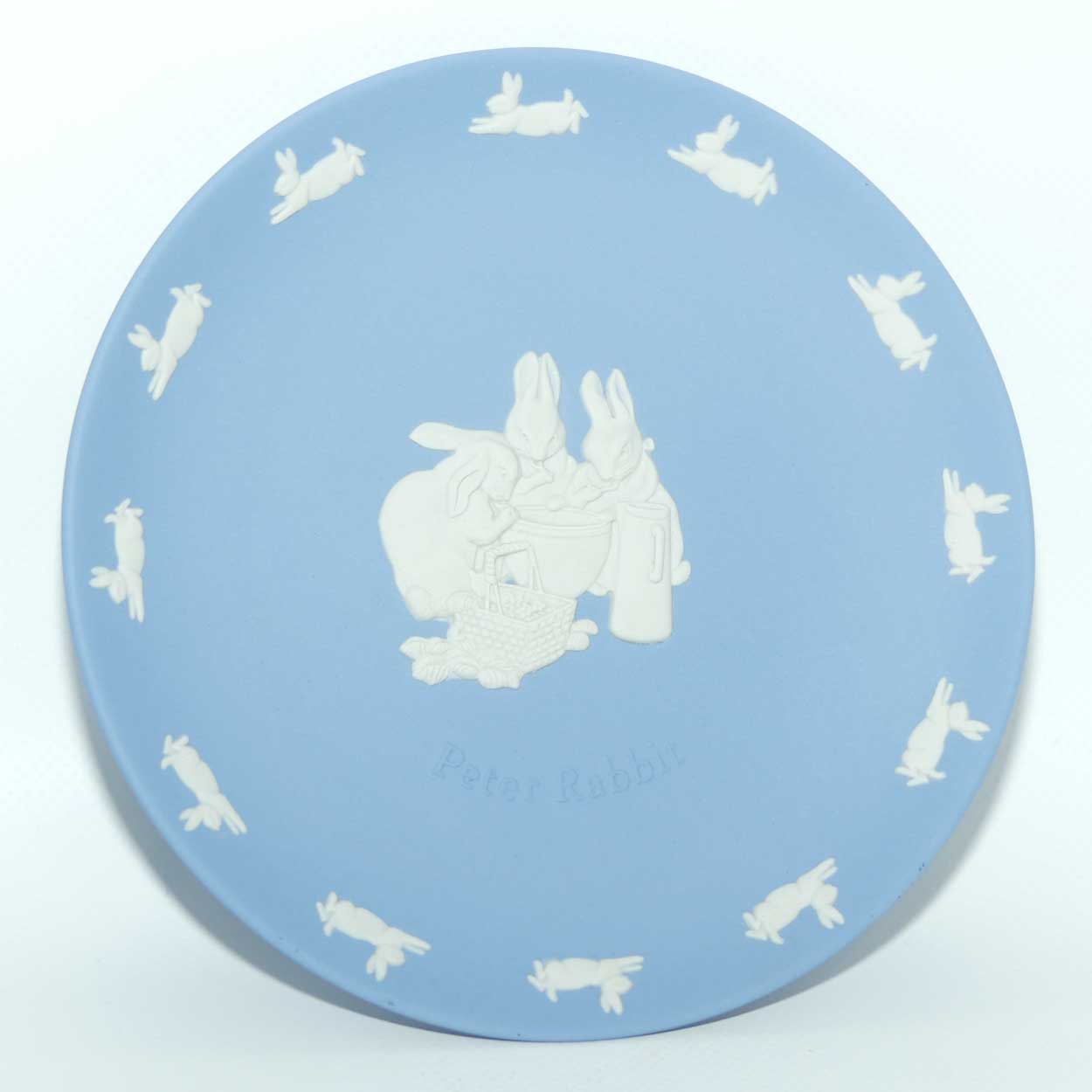 Wedgwood Jasper | White on Pale Blue Peter Rabbit plate | 16.5cm diameter