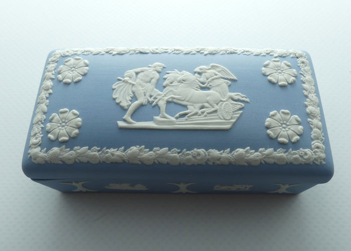 Wedgwood Jasper | White on Pale Blue | Well decorated Rectangular box | #1