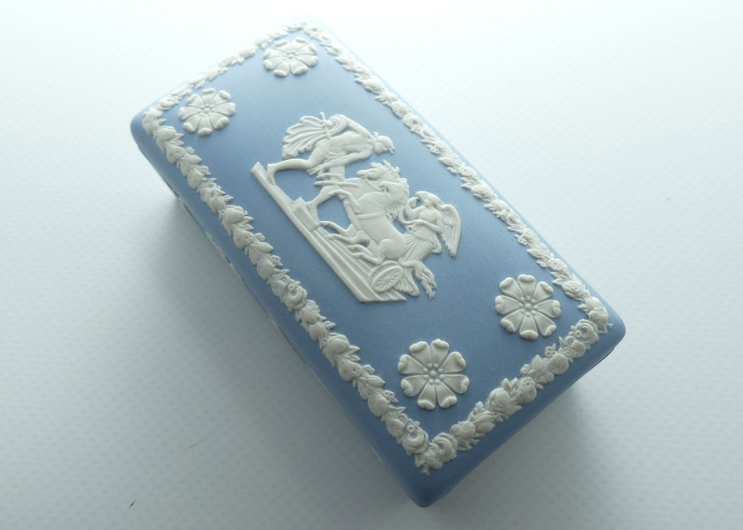 Wedgwood Jasper | White on Pale Blue | Well decorated Rectangular box 