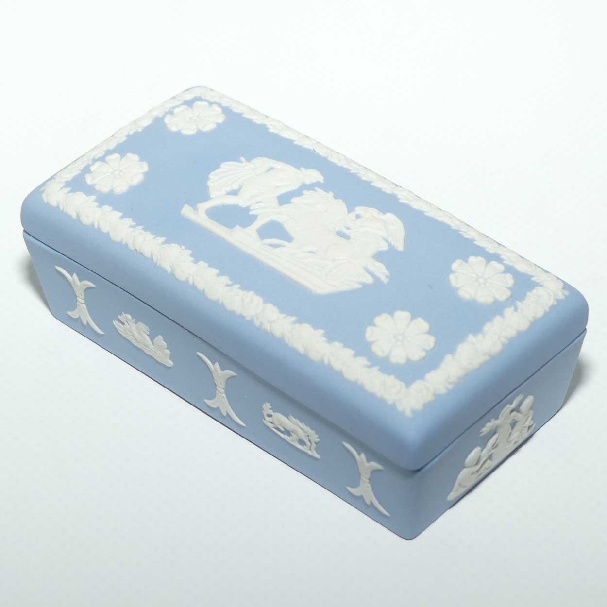 Wedgwood Jasper | White on Pale Blue | Well decorated Rectangular box | #1