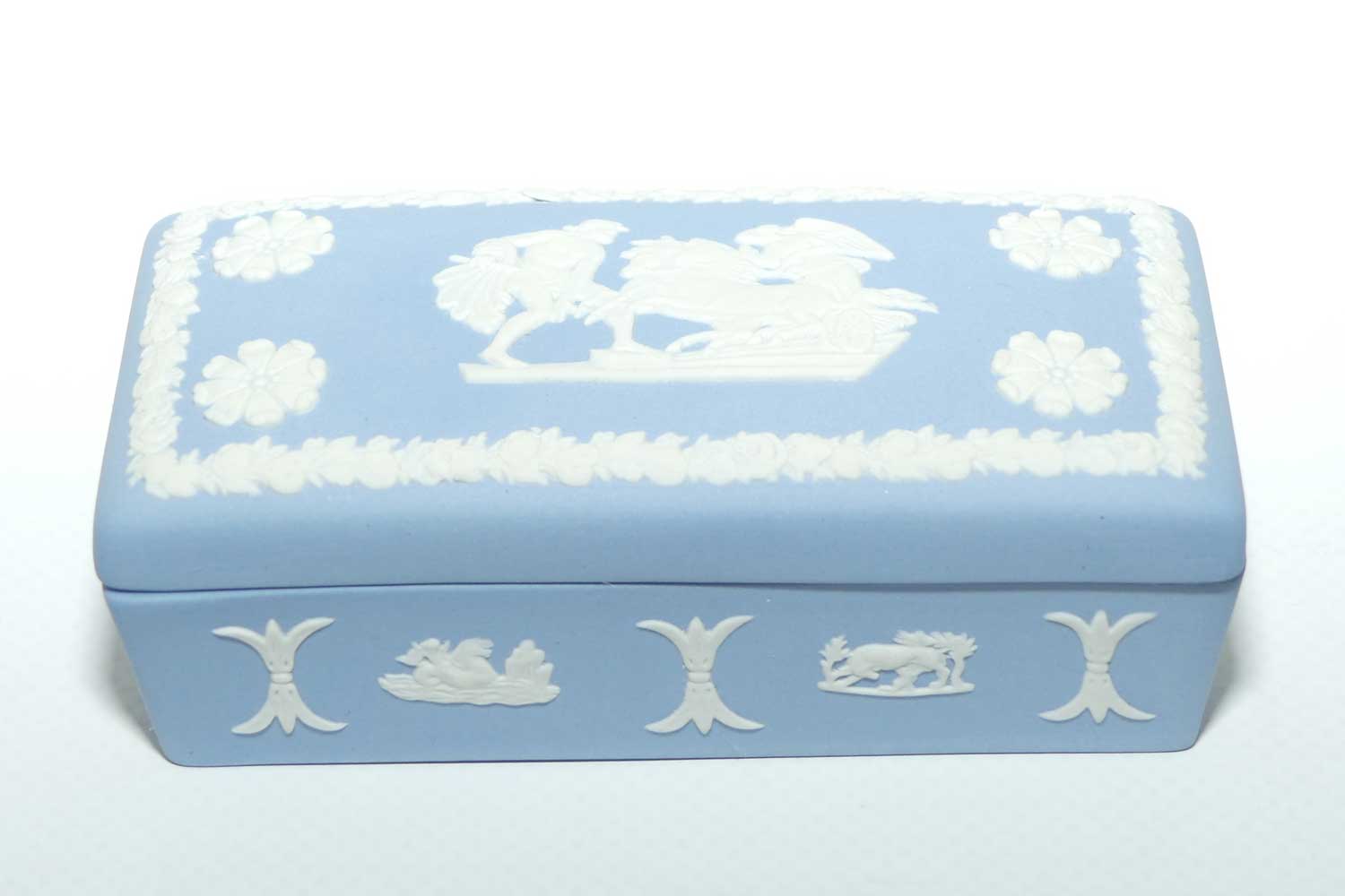 Wedgwood Jasper | White on Pale Blue | Well decorated Rectangular box | #1