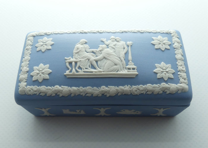 Wedgwood Jasper | White on Pale Blue | Well decorated Rectangular box | #2