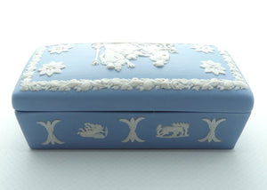 Wedgwood Jasper | White on Pale Blue | Well decorated Rectangular box