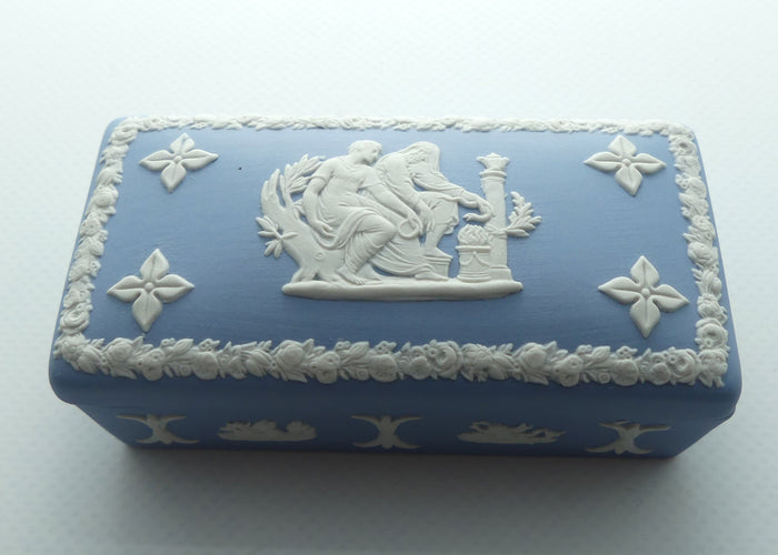 Wedgwood Jasper | White on Pale Blue | Well decorated Rectangular box | #3