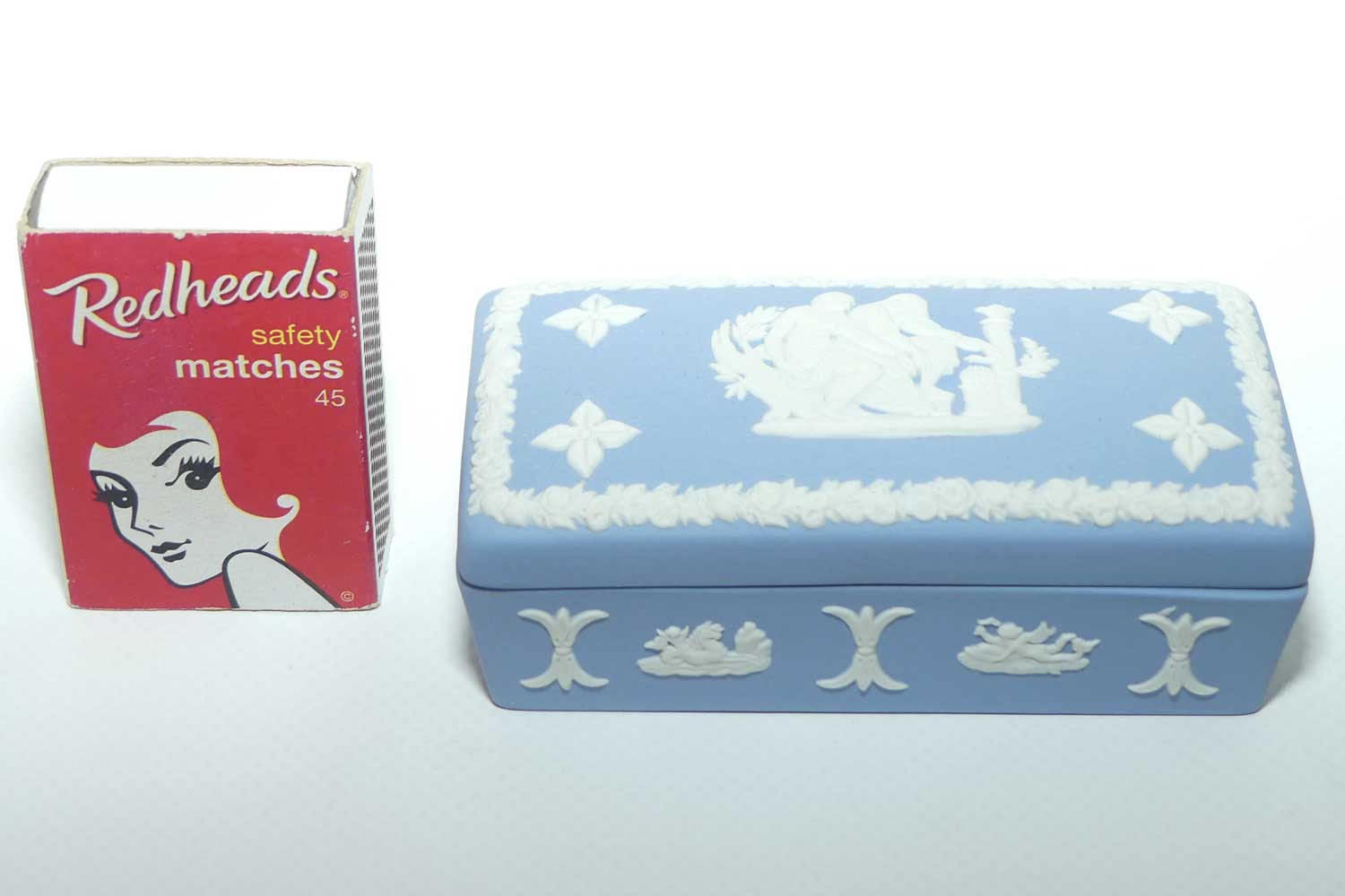 Wedgwood Jasper | White on Pale Blue | Well decorated Rectangular box | #3