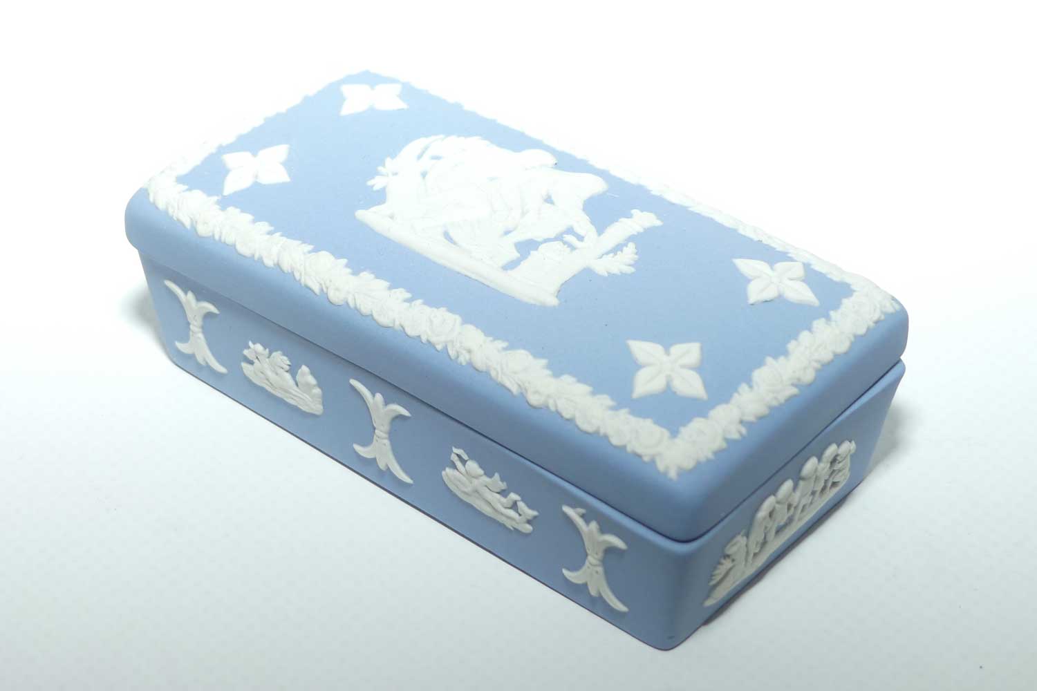 Wedgwood Jasper | White on Pale Blue | Well decorated Rectangular box | #3