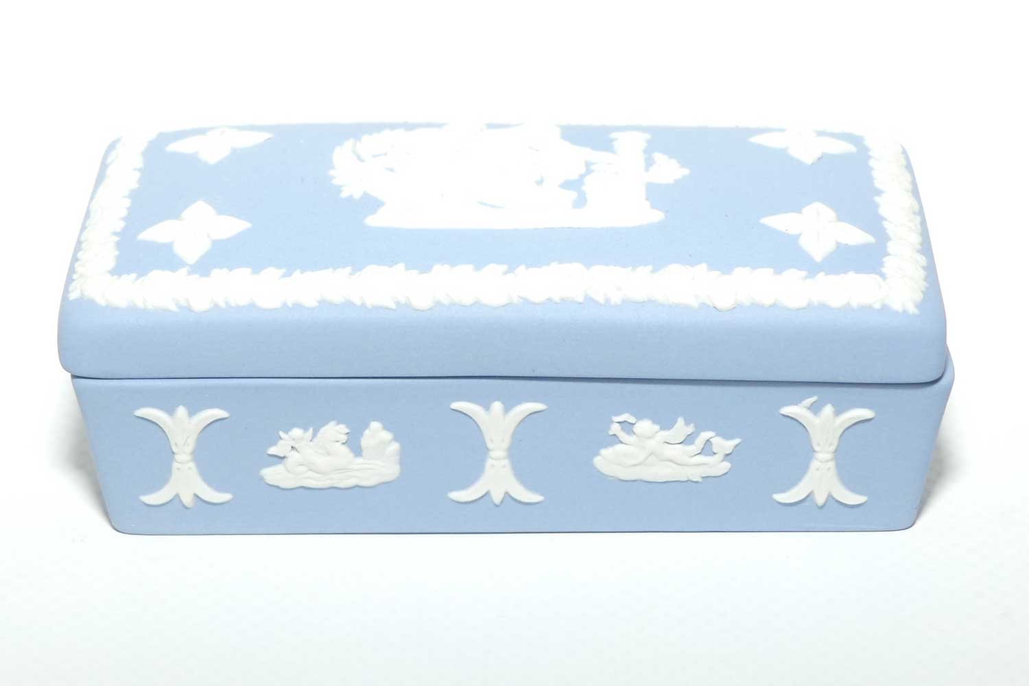 Wedgwood Jasper | White on Pale Blue | Well decorated Rectangular box | #3