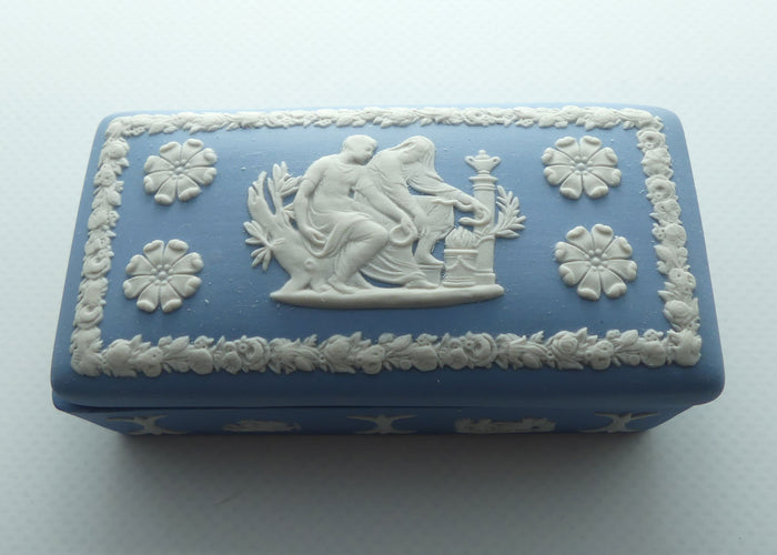 Wedgwood Jasper | White on Pale Blue | Well decorated Rectangular box | #4