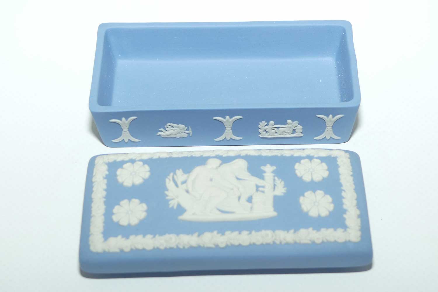 Wedgwood Jasper | White on Pale Blue | Well decorated Rectangular box | #4