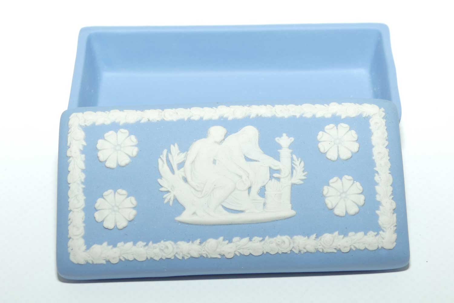 Wedgwood Jasper | White on Pale Blue | Well decorated Rectangular box | #4