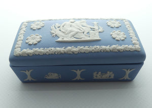 Wedgwood Jasper | White on Pale Blue | Well decorated Rectangular box | #4