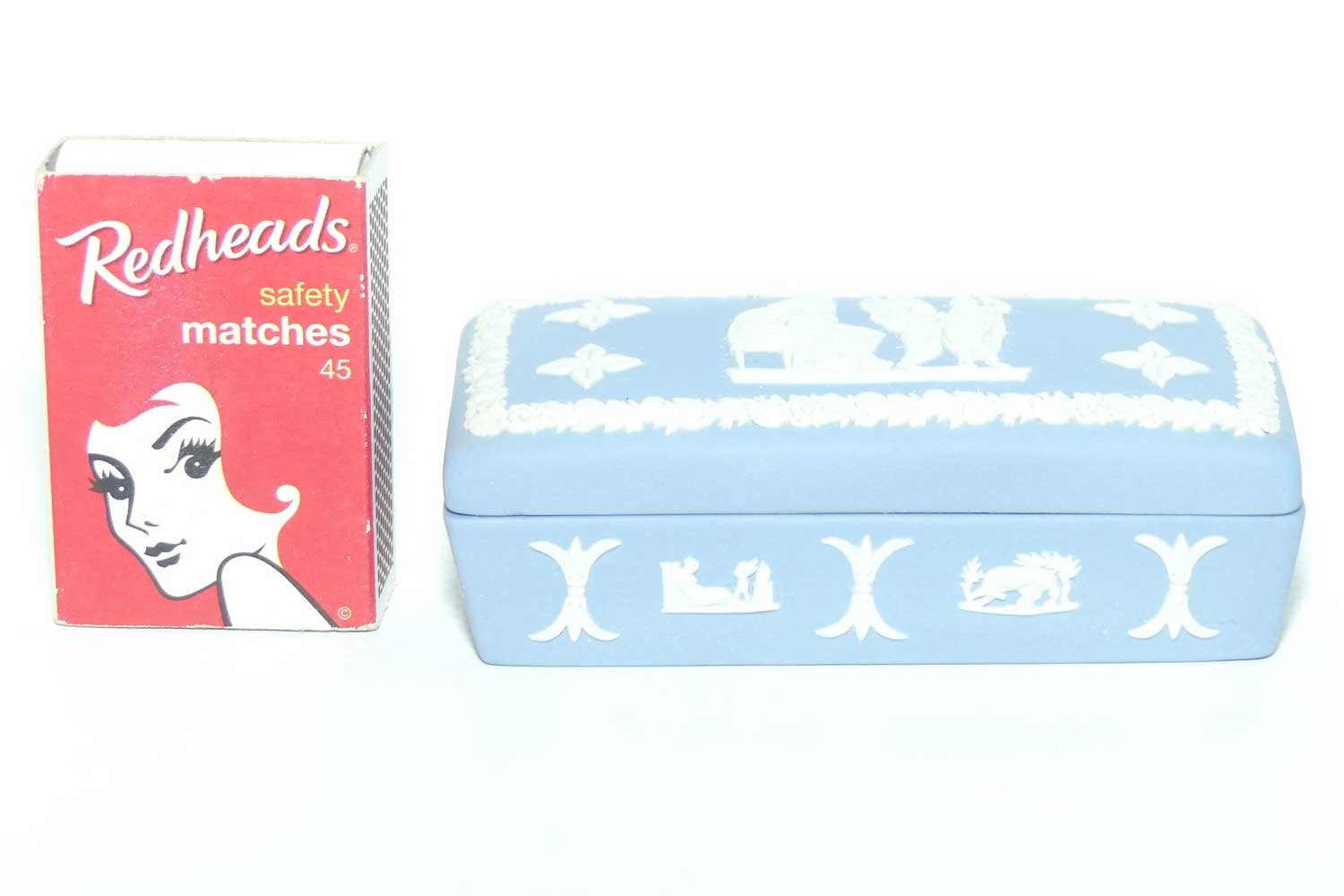 Wedgwood Jasper | White on Pale Blue | Well decorated Rectangular box | #5