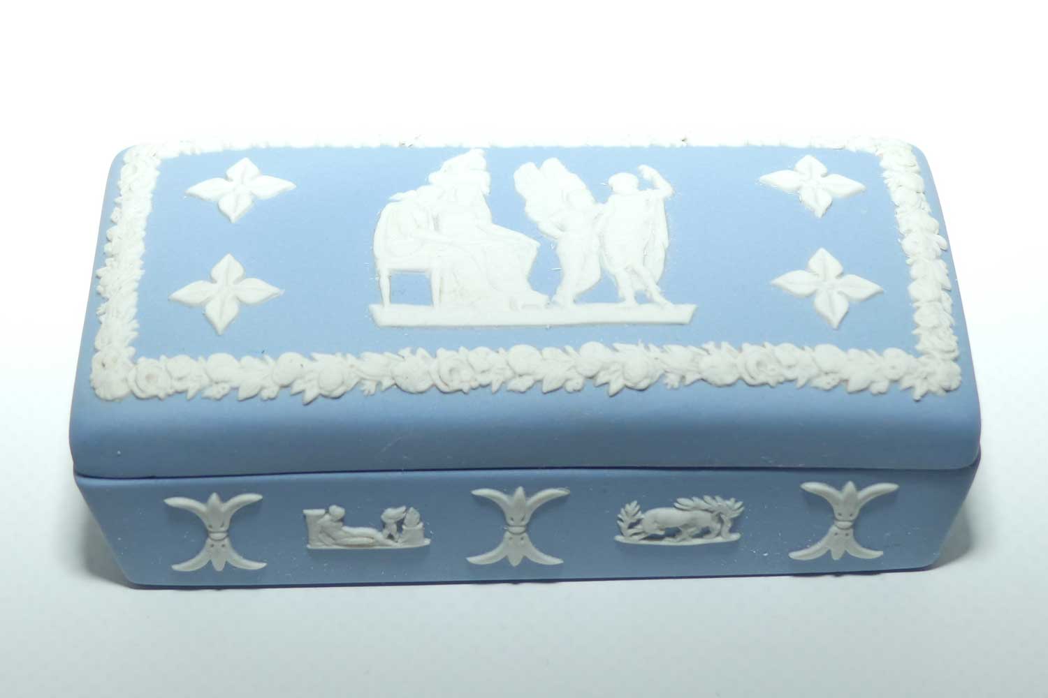 Wedgwood Jasper | White on Pale Blue | Well decorated Rectangular box | #5