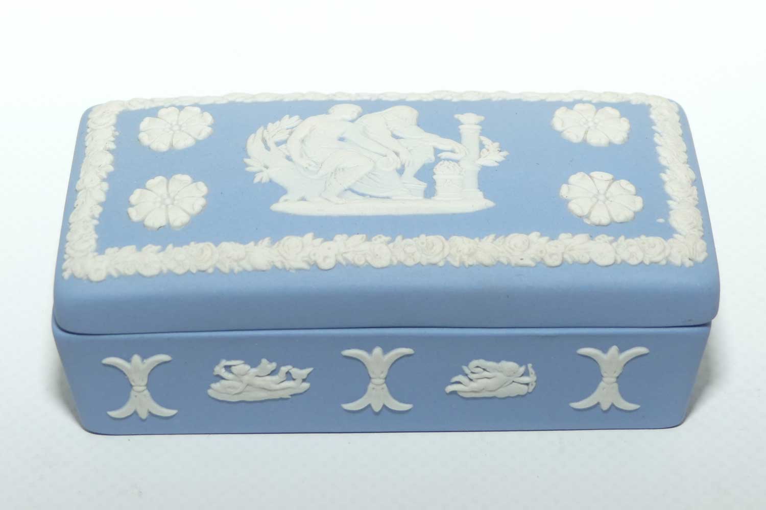 Wedgwood Jasper | White on Pale Blue | Well decorated Rectangular box | #6