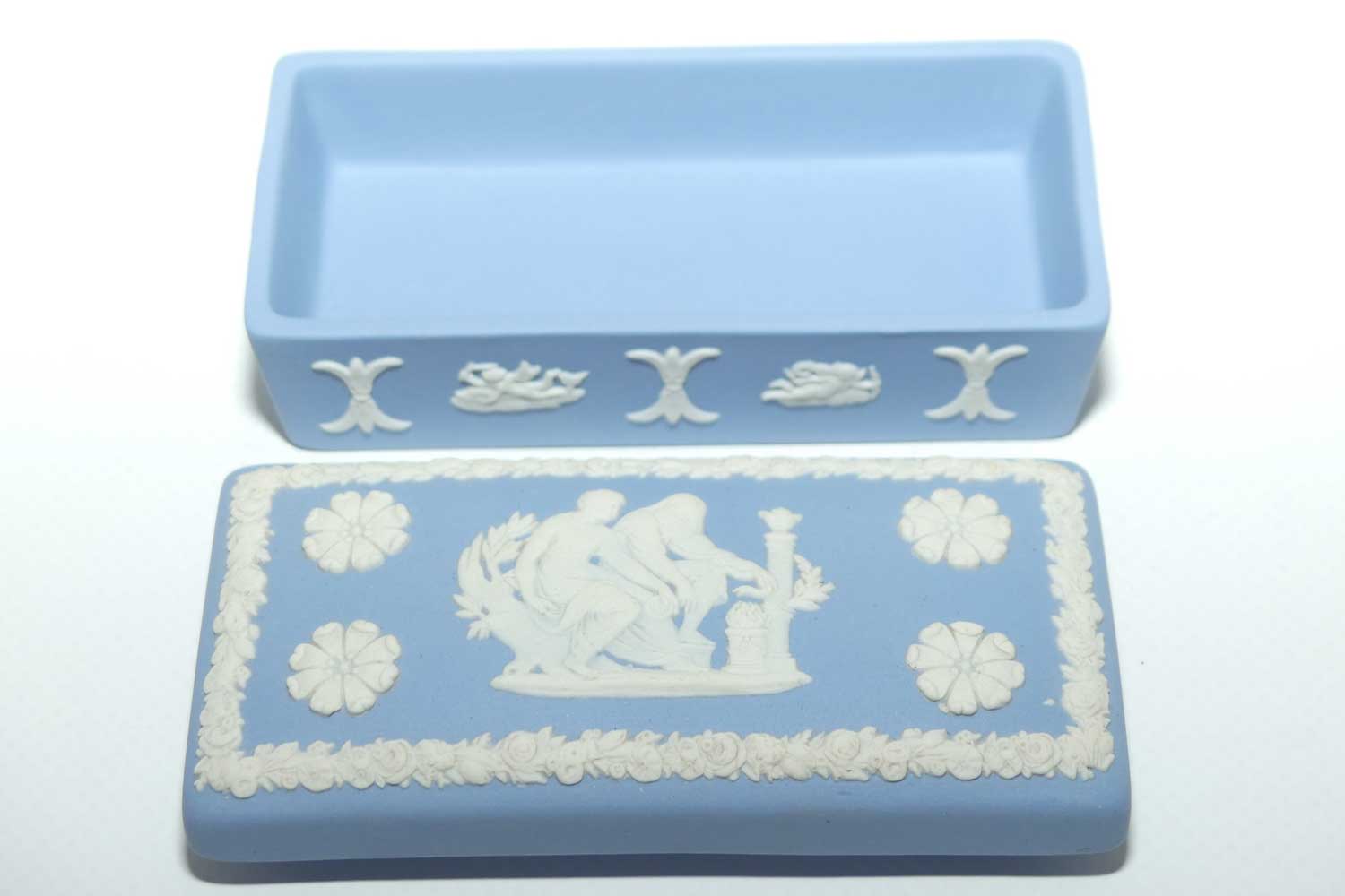 Wedgwood Jasper | White on Pale Blue | Well decorated Rectangular box | #6