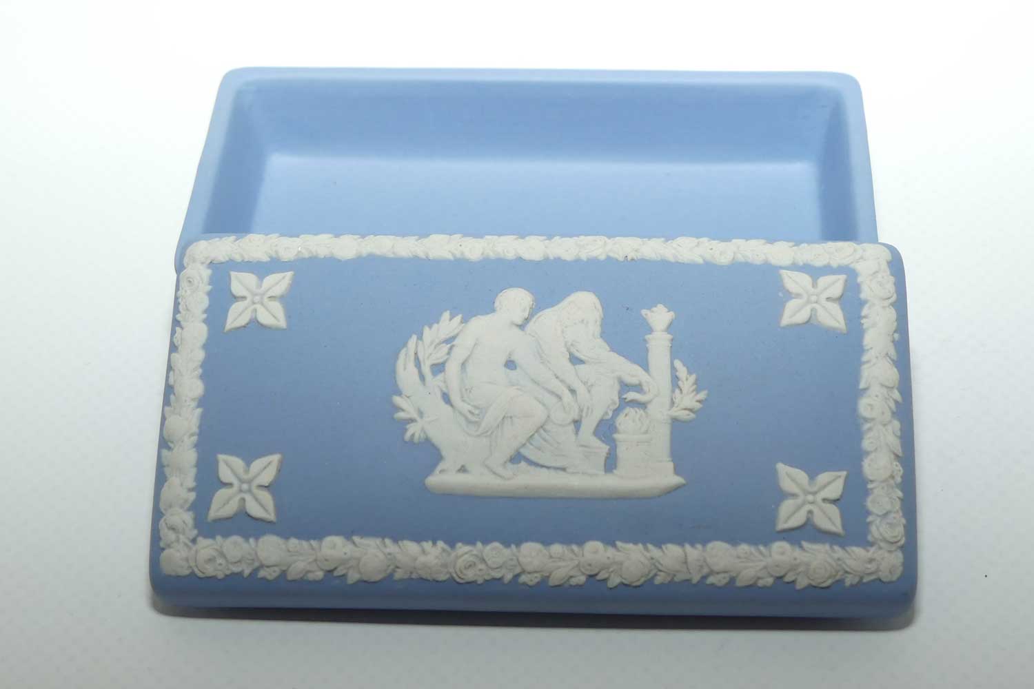 Wedgwood Jasper | White on Pale Blue | Well decorated Rectangular box | #7