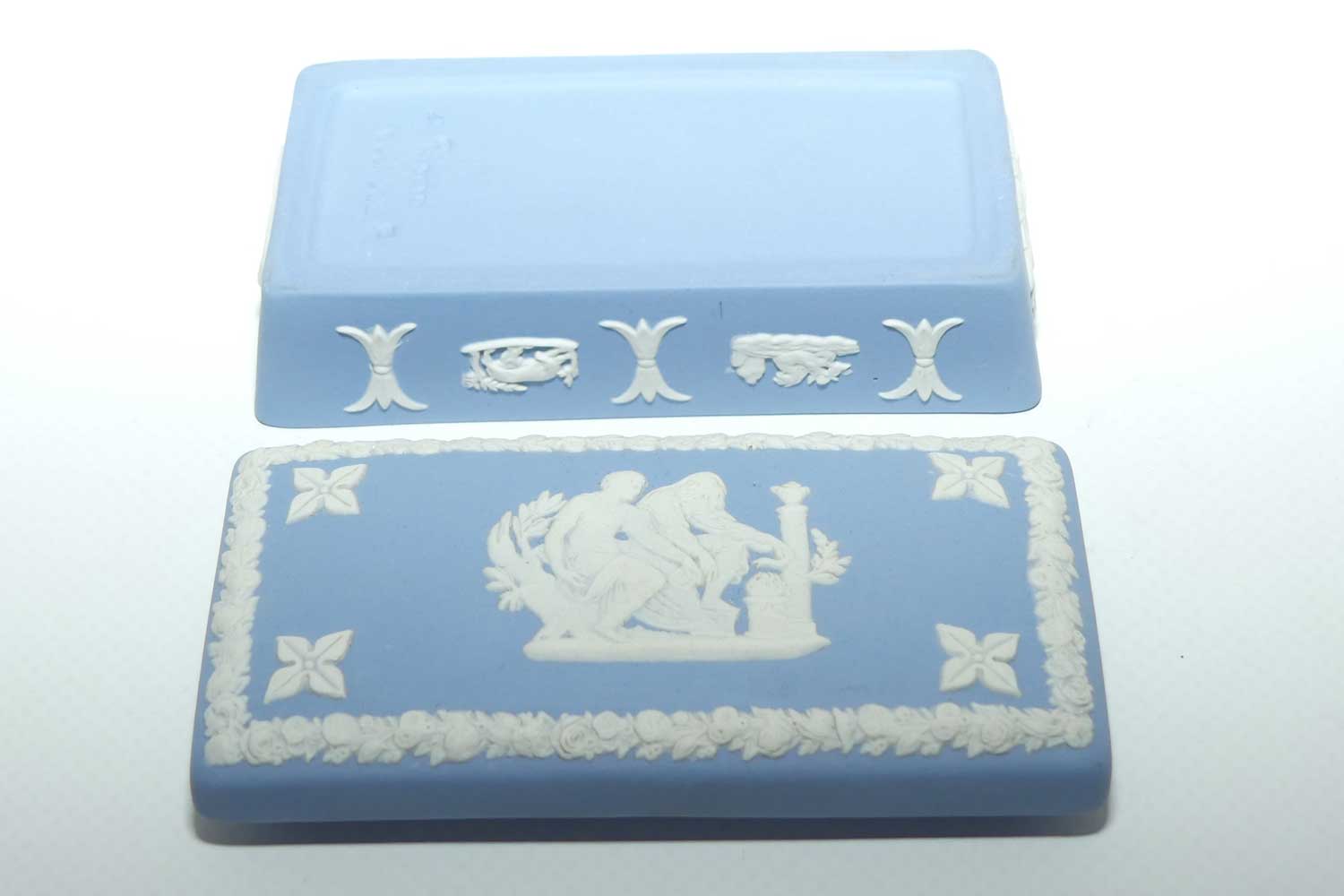 Wedgwood Jasper | White on Pale Blue | Well decorated Rectangular box | #7