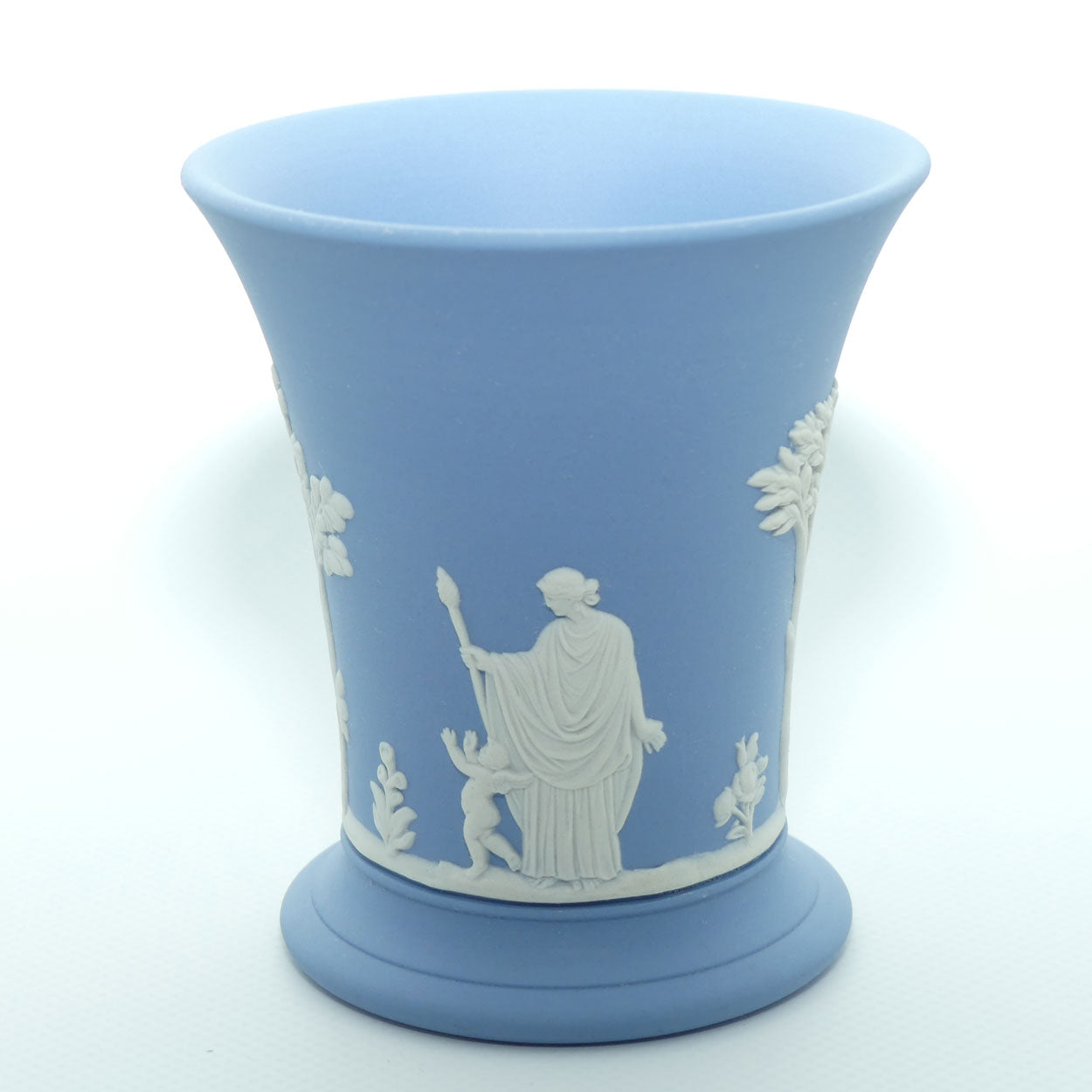 Wedgwood Jasper | White on Pale Blue | Flaired and Footed vase