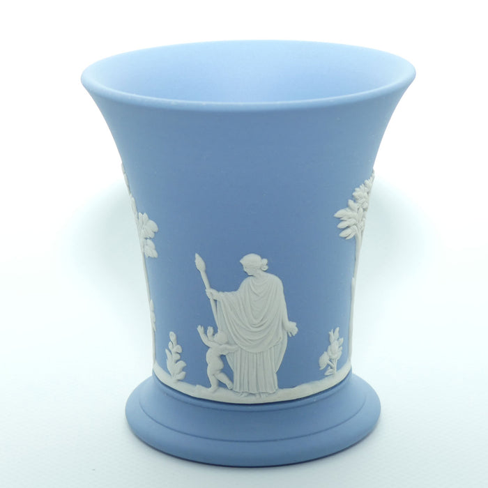 Wedgwood Jasper | White on Pale Blue | Flaired and Footed vase | #1