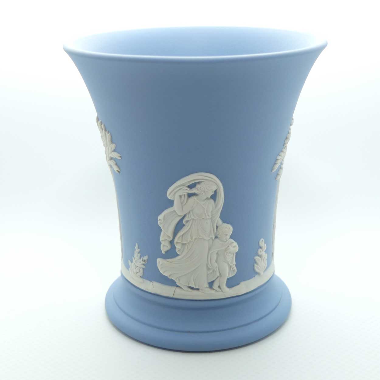 Wedgwood Jasper | White on Pale Blue | Flaired and Footed vase | #2