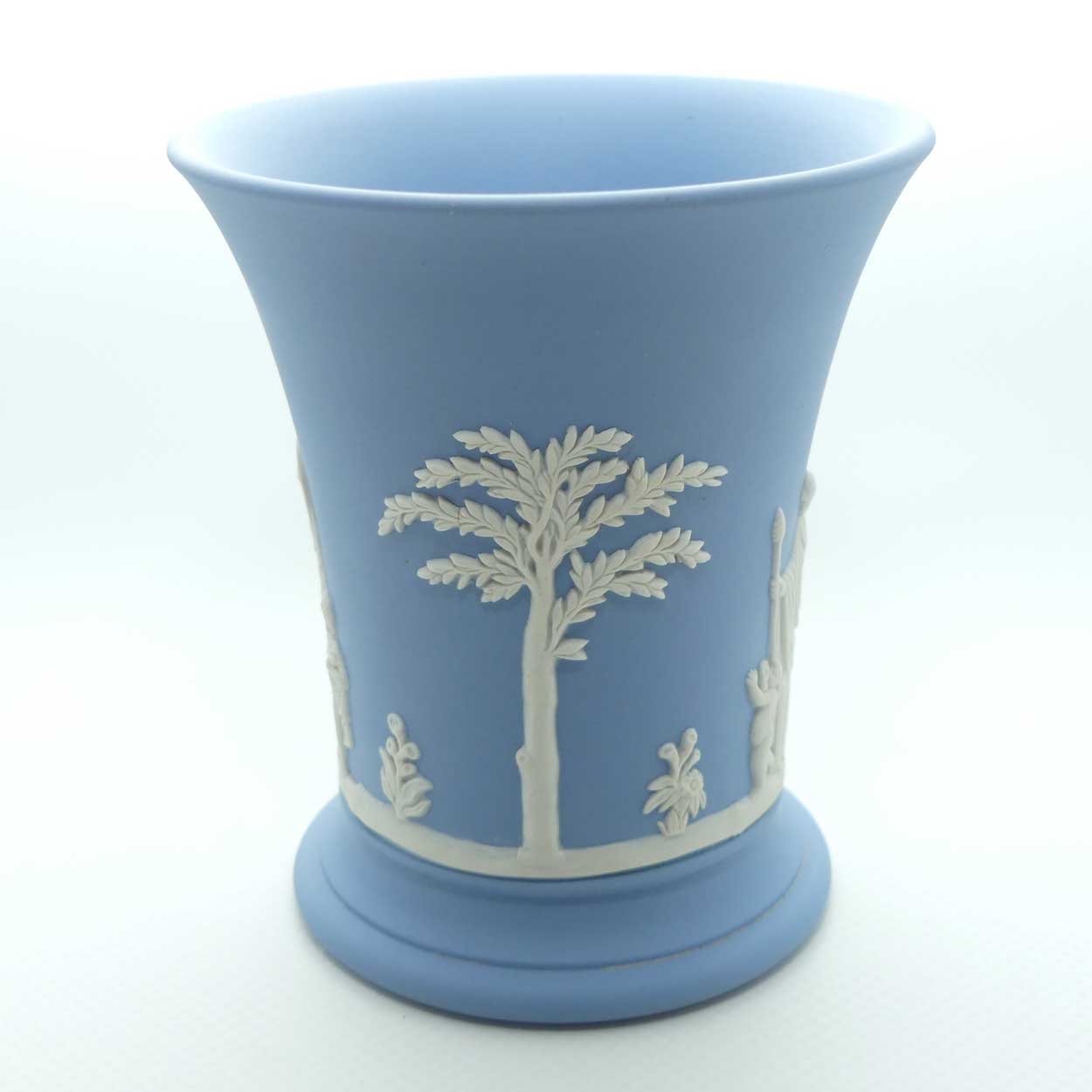 Wedgwood Jasper | White on Pale Blue | Flaired and Footed vase | #2