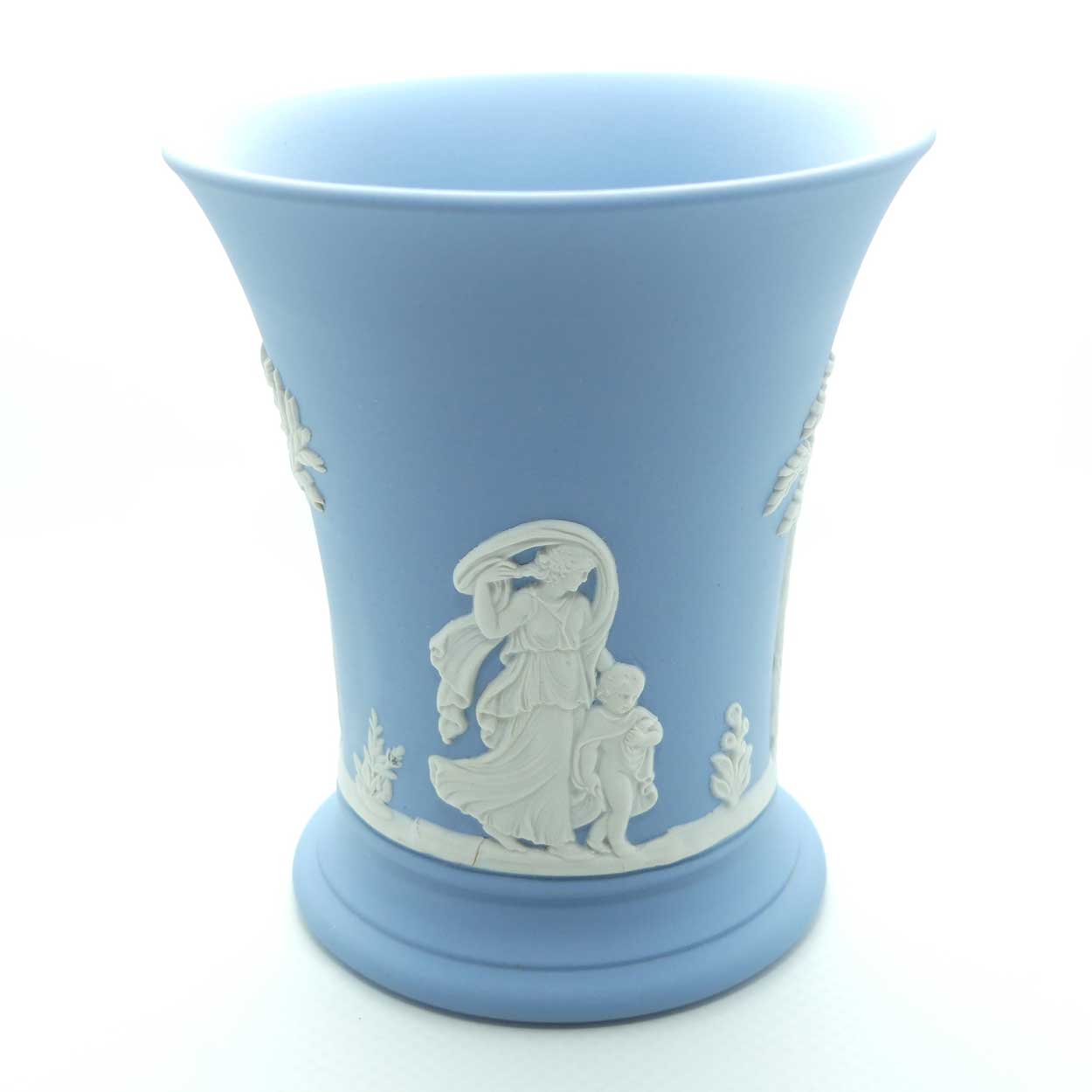 Wedgwood Jasper | White on Pale Blue | Flaired and Footed vase | #2