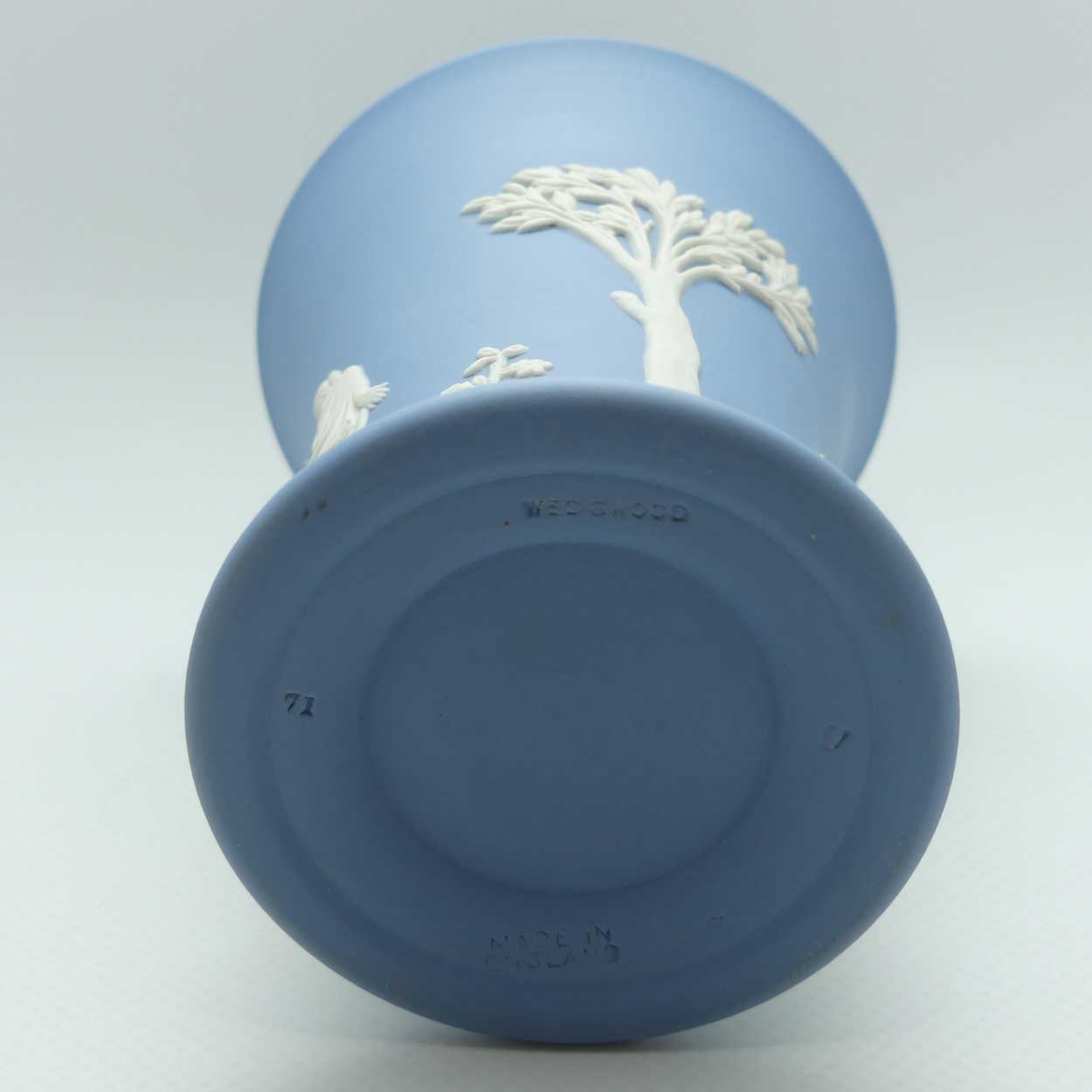 Wedgwood Jasper | White on Pale Blue | Flaired and Footed vase | #2
