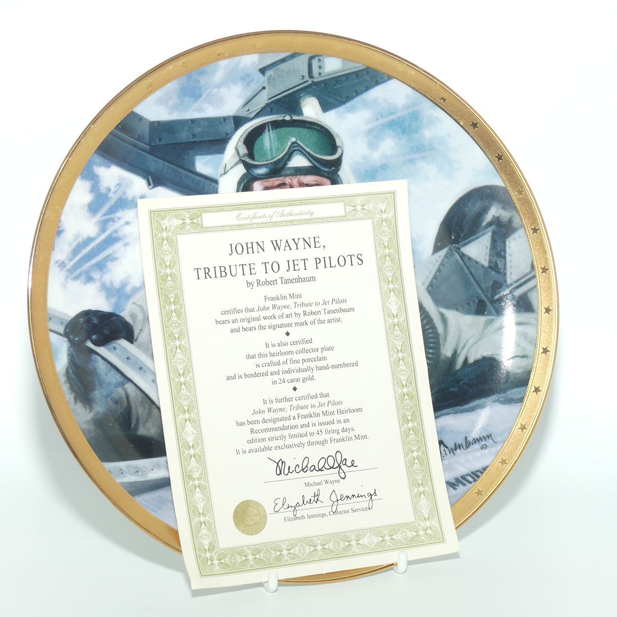 Franklin Mint Heirloom plate | John Wayne | Tribute to Jet Pilots + Cert