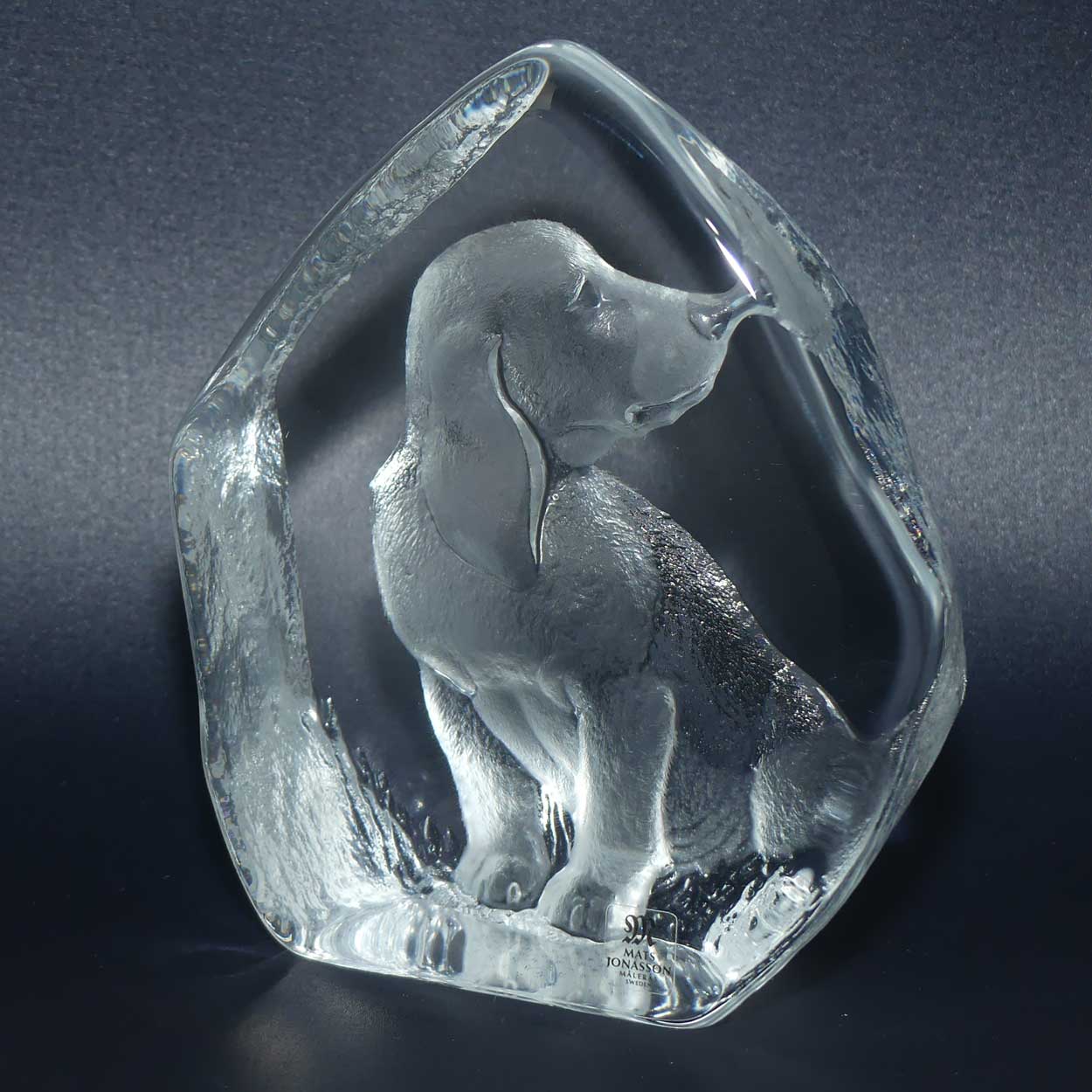 Mats Jonasson Sweden Crystal | 3690 Dog Plaque paperweight