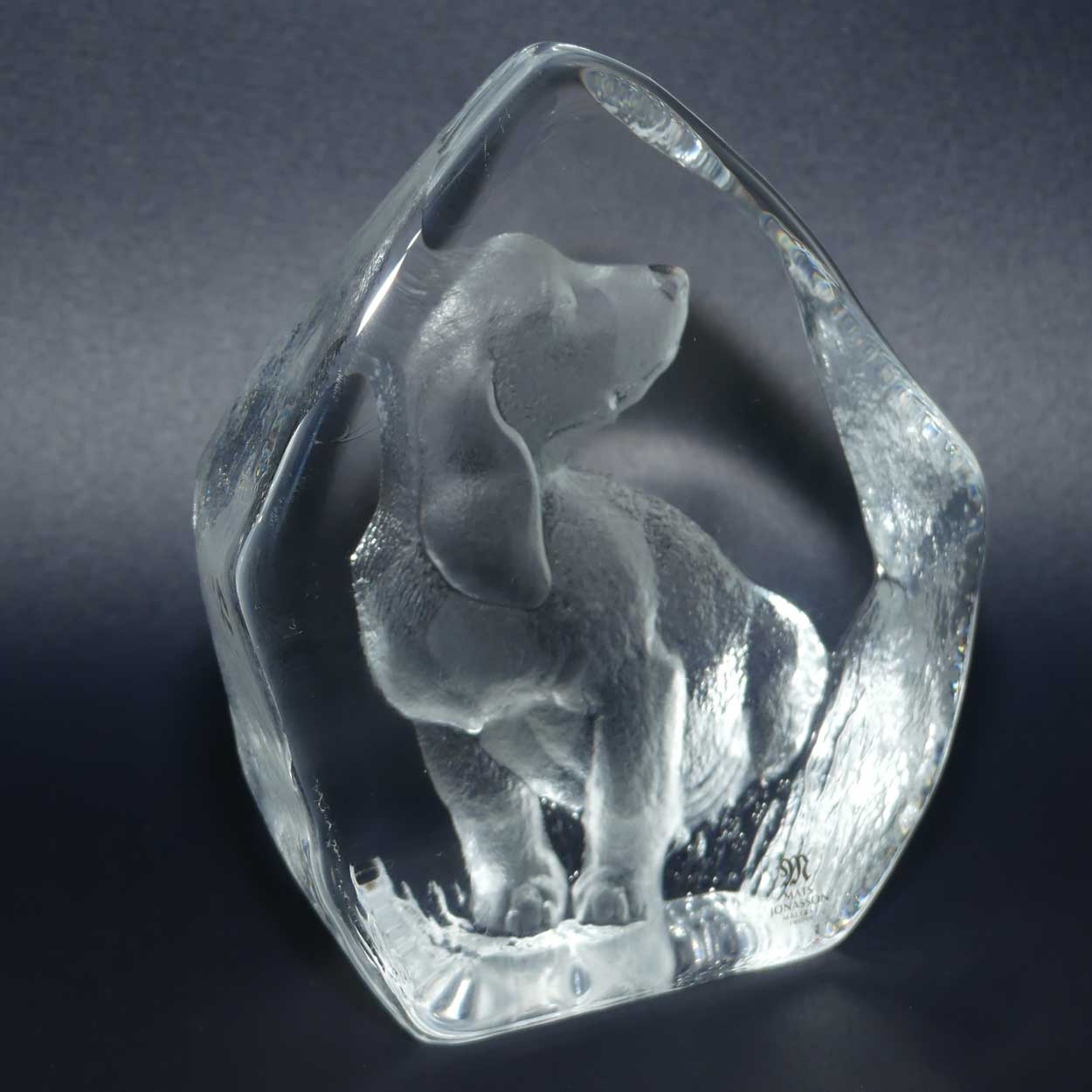 Mats Jonasson Sweden Crystal | 3690 Dog Plaque paperweight