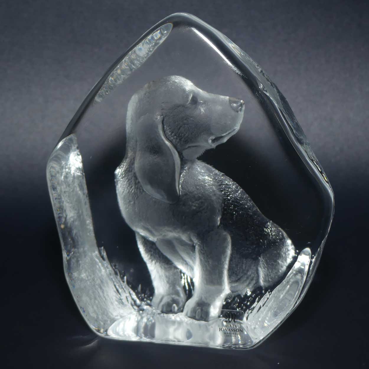 Mats Jonasson Sweden Crystal | 3690 Dog Plaque paperweight