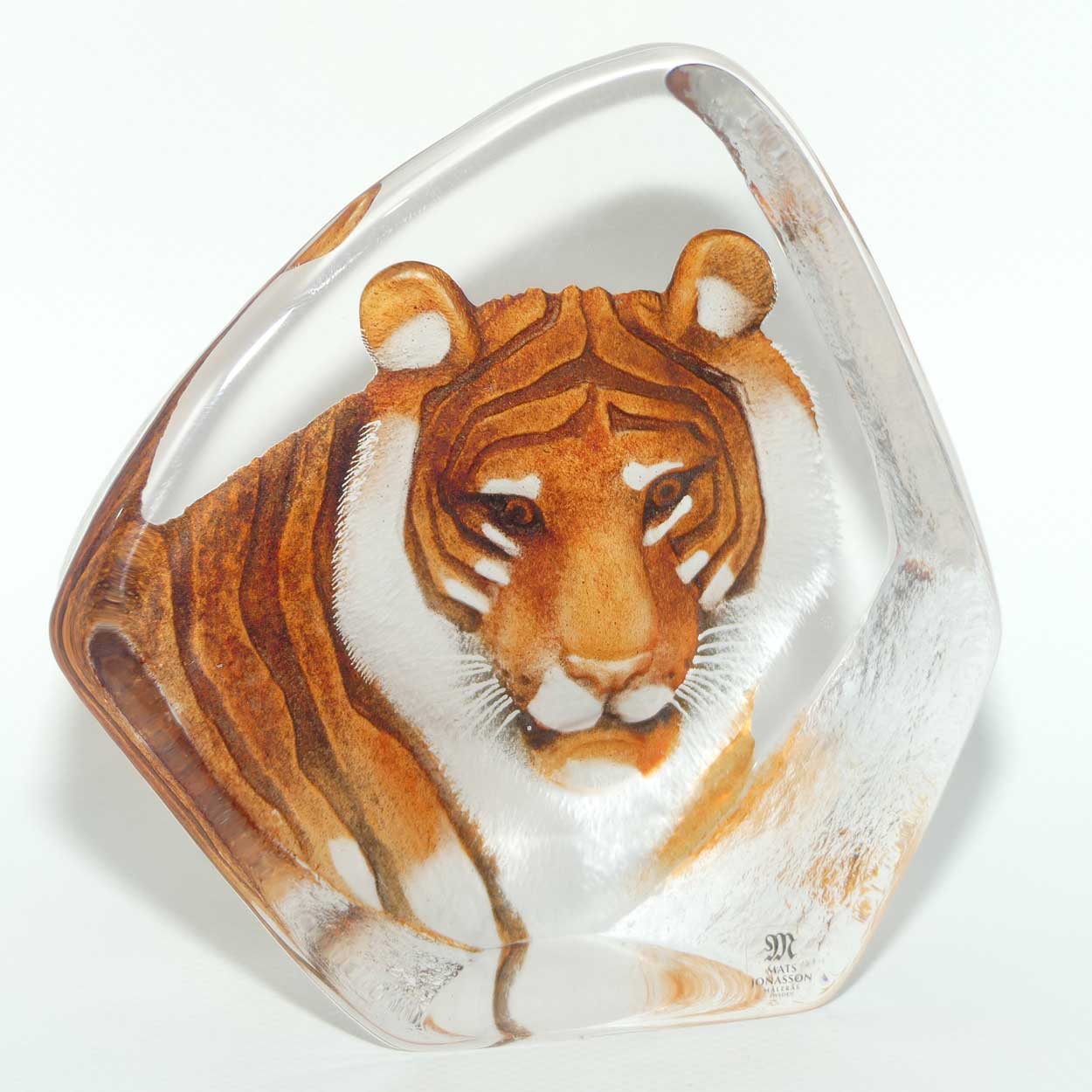 Mats Jonasson Sweden Crystal | Tiger | 3861 | Hand Painted Crystal plaque