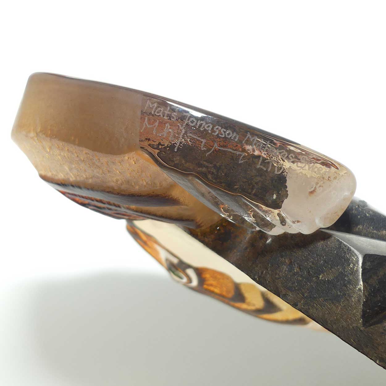 Mats Jonasson Sweden Crystal | The Hunter | Tiger | Hand Painted Crystal and Steel Limited Edition sculpture | Limited Edition sculpture