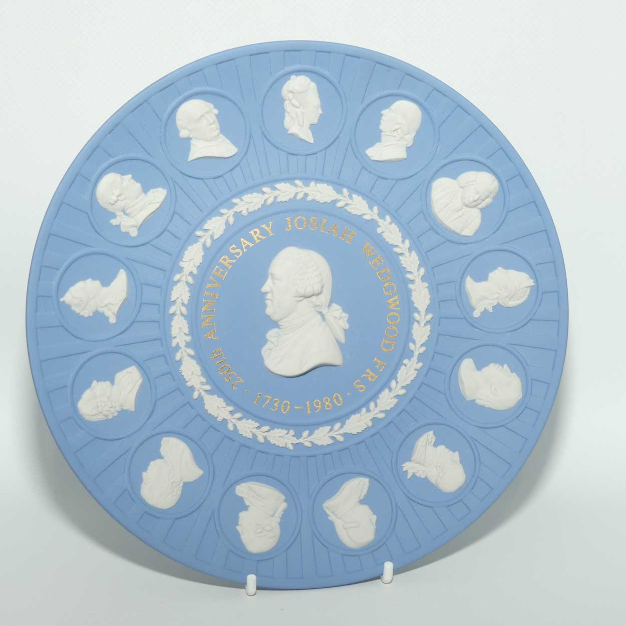 Wedgwood Jasper | White on Pale Blue | Josiah and His Circle | 250th Anniversary Josiah Wedgwood 1730 - 1980 plate | 21cms 