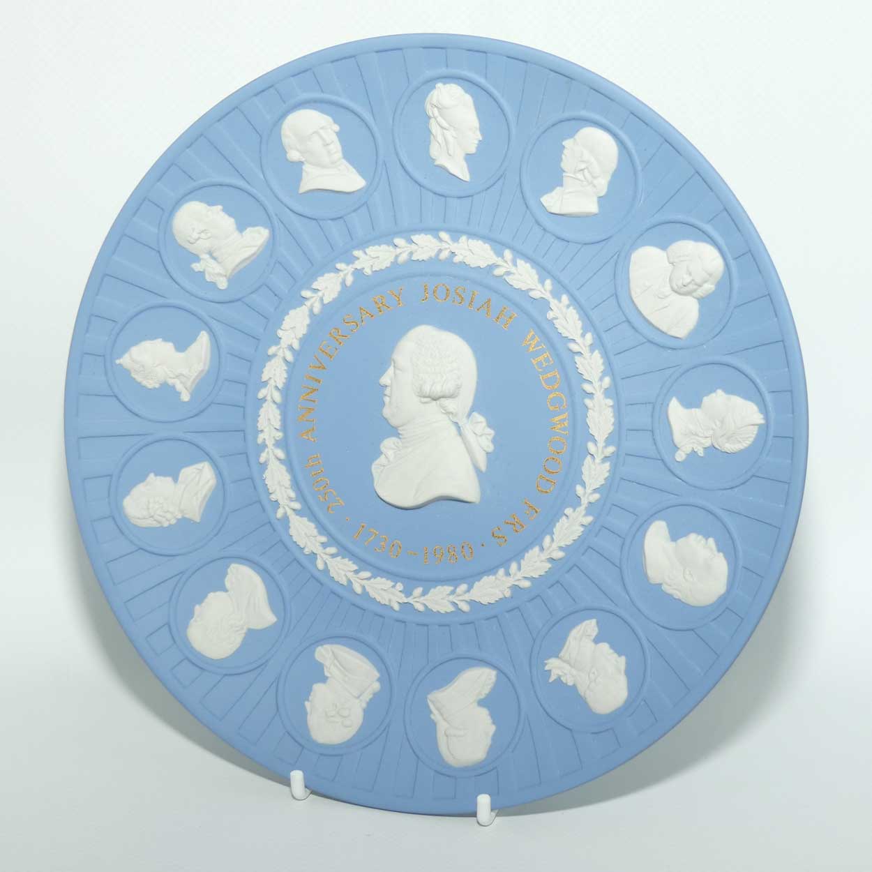 Wedgwood Jasper | White on Pale Blue | Josiah and His Circle | 250th Anniversary Josiah Wedgwood 1730 - 1980 plate | 21cms 