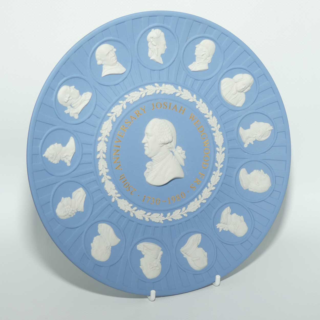 Wedgwood Jasper | White on Pale Blue | Josiah and His Circle | 250th Anniversary Josiah Wedgwood 1730 - 1980 plate | 21cms 