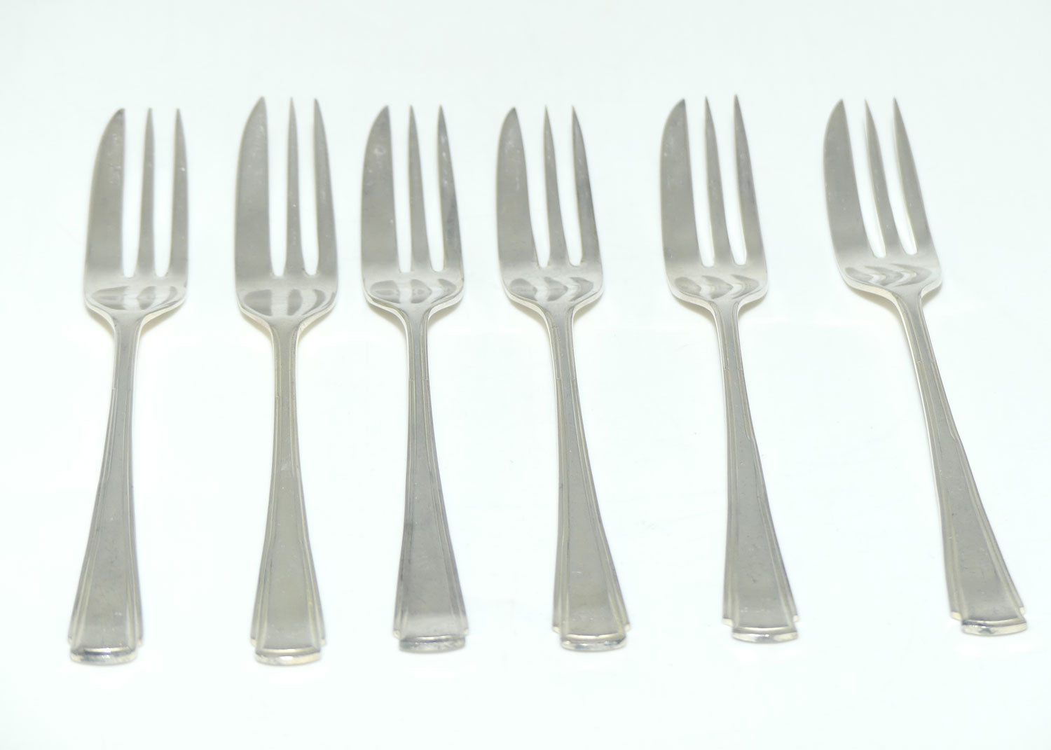 Set of 6 Jubilee Plate | Silver Plated cake forks | Art Deco design | 13.4cm
