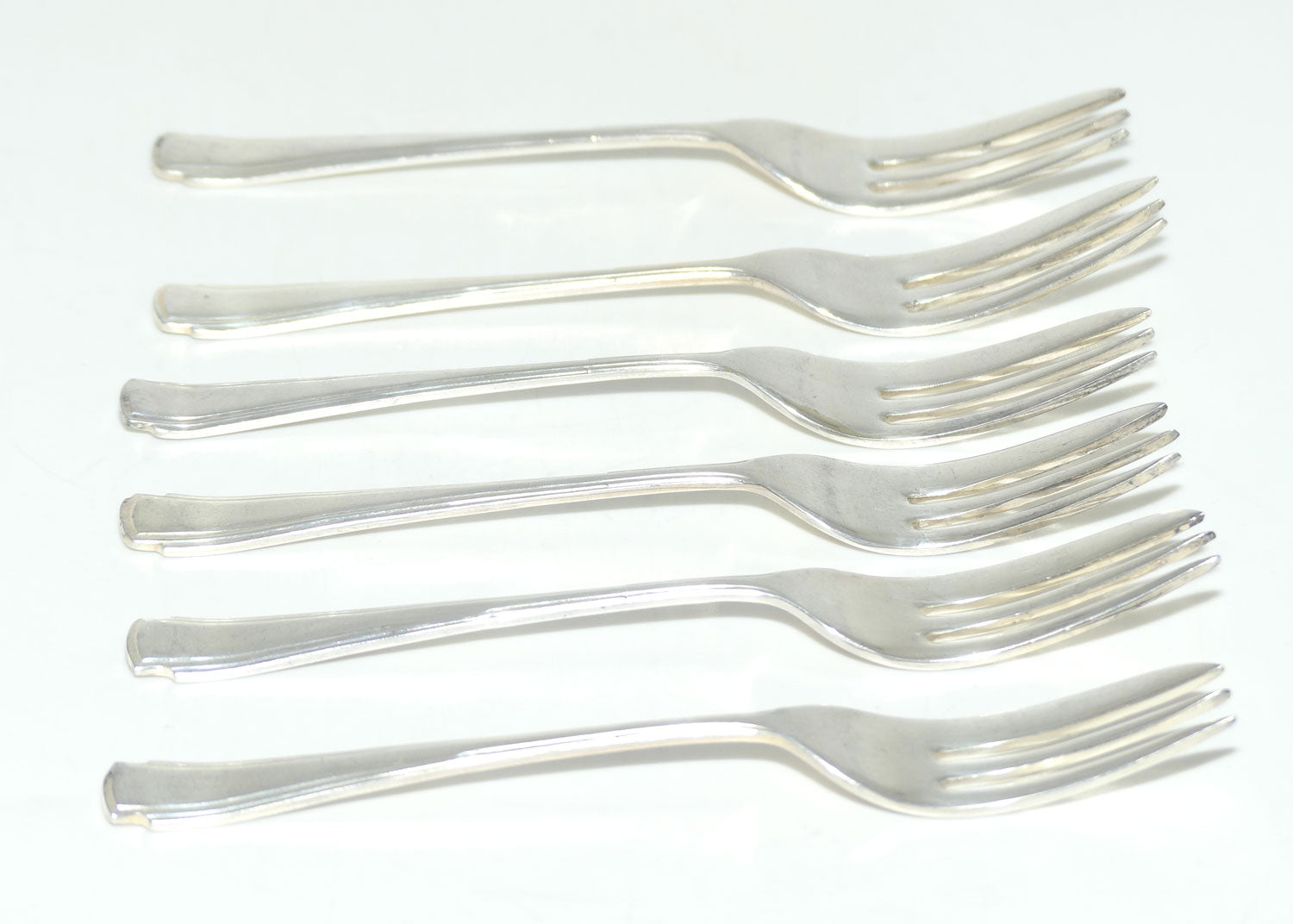 Set of 6 Jubilee Plate | Silver Plated cake forks | Art Deco design | 13.4cm