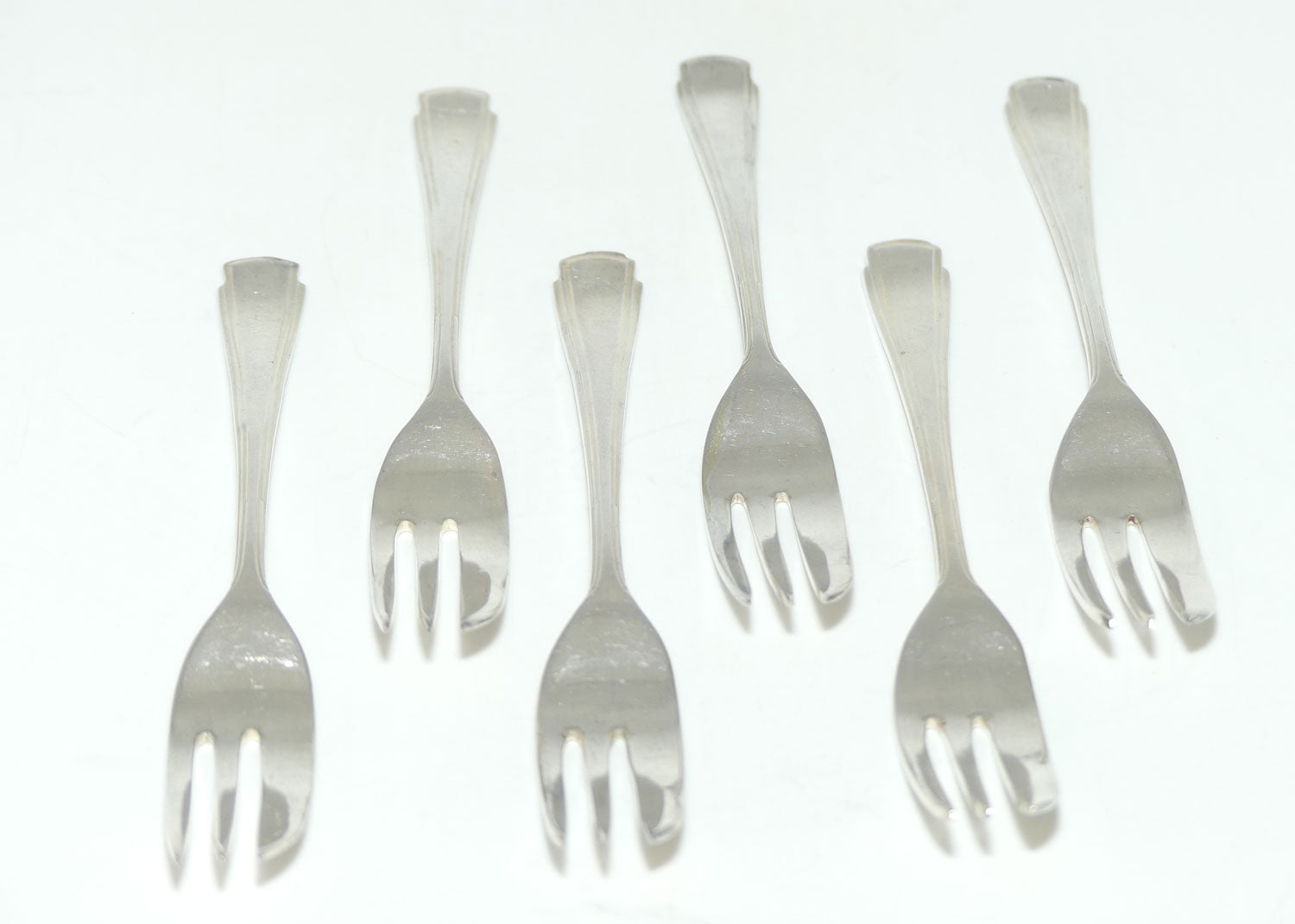 Set of 6 Jubilee Plate | Silver Plated cake forks | Art Deco design | 13.4cm