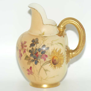 Royal Worcester Blush Ivory hand painted Yellow Daisy small flatback jug | 13cm