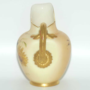 Royal Worcester Blush Ivory hand painted Yellow Daisy small flatback jug | 13cm