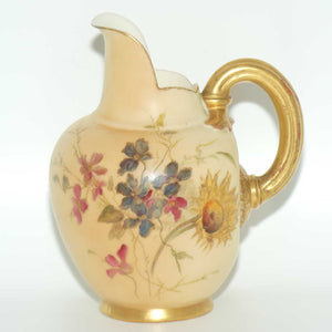 Royal Worcester Blush Ivory hand painted Yellow Daisy small flatback jug | 13cm